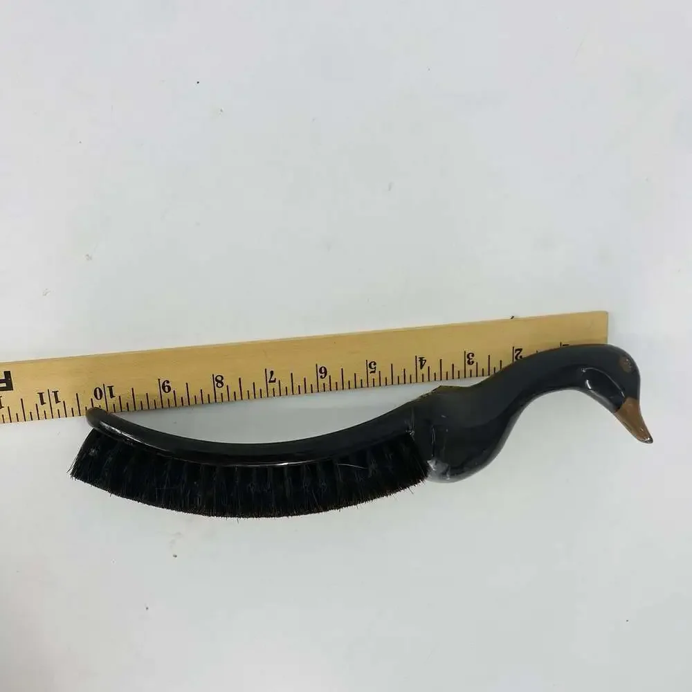 Vintage 1960s England Duck Shaped Handle Shoe Brush Bakelite All Hair Curved
